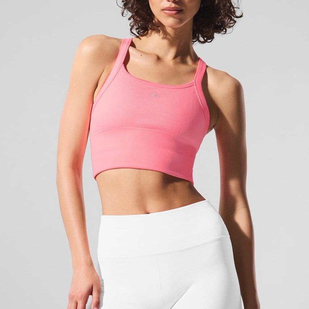 Alo Seamless Ribbed Favorite Bra Tank NWT Neon Bubblegum